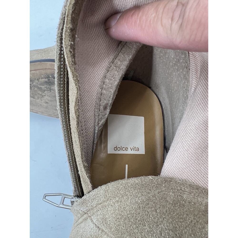 Dolce Vita Light Brown Suede Over The Knee Boots Pointed Toe Block Heel 9 Wide - Picture 4 of 5